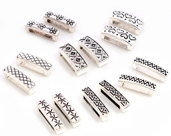 20pcs 16x6x6mm Beads Bails Pendants Jewelry Making DIY For 1cm PU Leather Bracelet Big Hole Beads Findings Hole Size 11x2mm