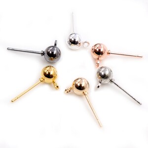 50pcs/lot 3/4/5mm 6 Colors Pin Findings Stud Earring Basic Pins Stoppers Connector For DIY Jewelry Making Accessories Supplies image 2