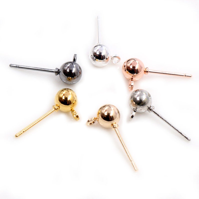 50pcs/lot 3/4/5mm 6 Colors Pin Findings Stud Earring Basic Pins ...