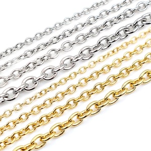 5 meter/parti bleknar aldrig rostfritt stål korshalsbandskedjor i bulk för DIY smyckesfynd tillverkningsmaterial handgjorda förnödenheter