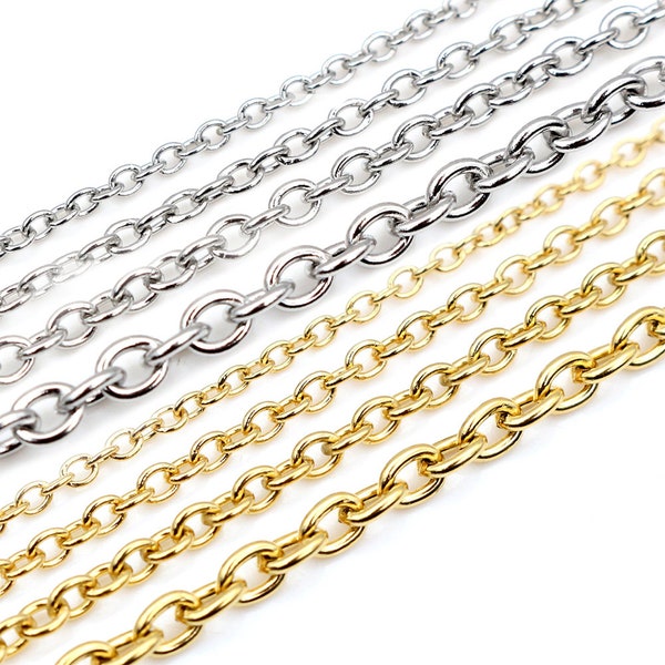 5 Meters/Lot Never Fade Stainless Steel Cross Necklace Chains Bulk For DIY Jewelry Findings Making Materials Handmade Supplies