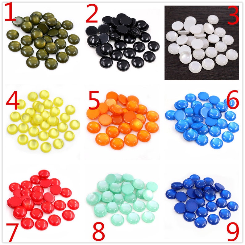 New Fashion 40pcs 8mm 10mm 12mm Mix Colors Cat's eye Series Flat back Resin Cabochons Jewelry Accessories Wholesale Supplies image 2