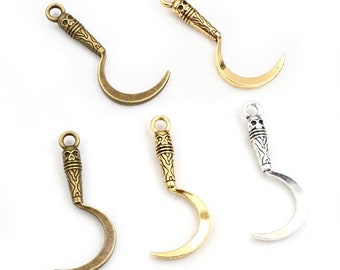 20pcs 30x11mm Death Sickle Charms Pendant Bronze Antique Gold Silver Color DIY Jewelry Accessories for Necklace Bracelet