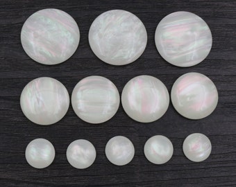 10-40 Stück 12mm 20mm 25mm Weiße Muschelfarbe Flachrücken Resin Cabochons Cameo DIY Schmuckherstellung Zubehör