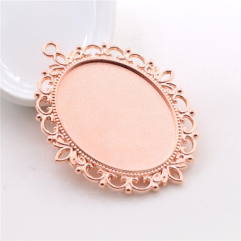 Nouvelle mode 5pcs 30x40mm Taille intérieure Antique Bronze Et Argent Or Double Side Style Cabochon Base Cadre Charmes Pendentif Rose Gold