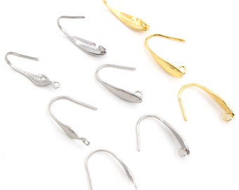 Never Fade 20X10mm 20pcs/Lot 316 Stainless Steel Gold Plated High Quality Earring Hooks Wire Settings Base Settings Wholesale