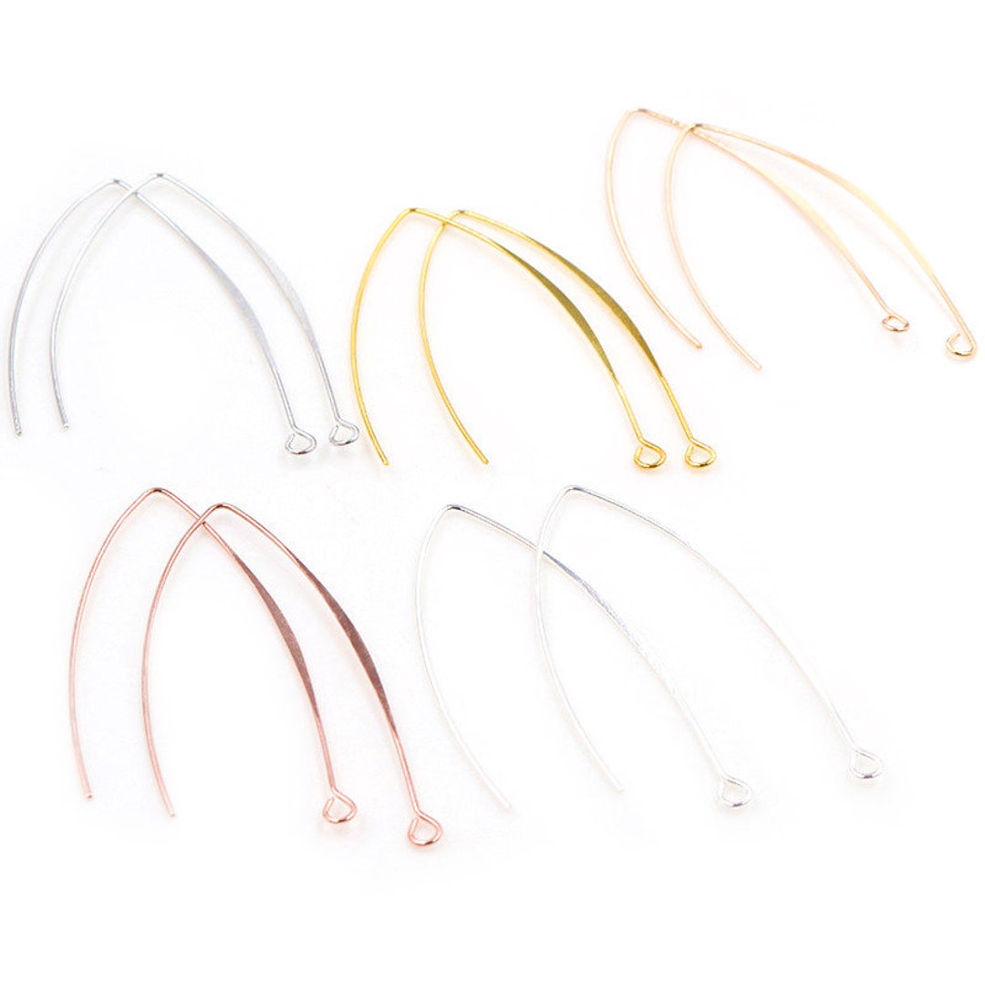 20pcs Gold Rhodium Copper 28mm 55mm French Vshaped Earring Hooks Findings Ear Hook Wire