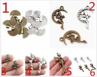 2/10/20/15/5/40pcs Antique Silver and Bronze Plated Fairy Girl Handmade Charms Pendant