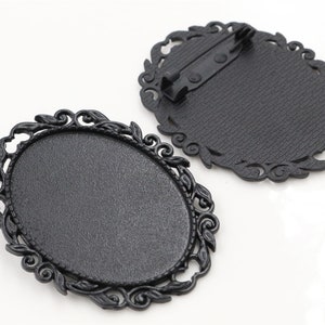 5pc 30x40mm Tamaño interior 4 colores Pin plateado Broche Perforado Estilo Base Ajuste Colgante Black