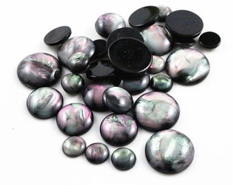 10-40pcs 8mm 10mm 12mm 14mm 16mm 18mm 20mm 25mm Style Black Shell Color Flat Back Resin Cabochons Cameo