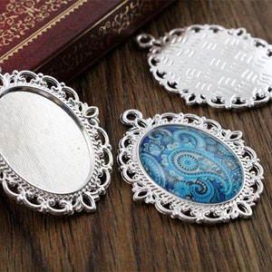 10pcs 18x25mm 13x18mm 20pcs Inner Size 6 Colors Plated Classic Style Cameo Cabochon Base Setting Charms Pendant necklace findings image 6