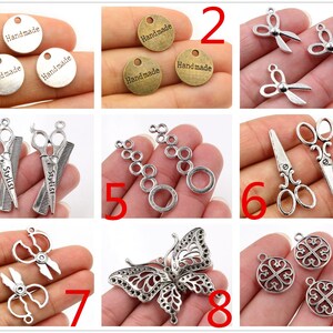 Tijeras de Metal de aleación de moda mariposa plata antigua pequeños dijes lindos colgante para collar pulsera DIY fabricación de joyas imagen 1