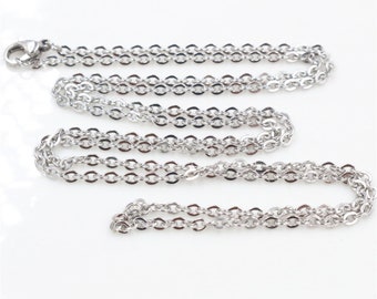 No Fade  5pcs /lot 3x2mm Man Women Chain Necklace 316L Stainless Steel O Link Pendant Necklace Fashion Jewelry 50CM 70CM Long