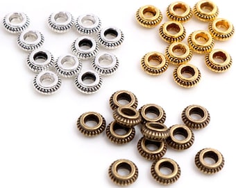 50pcs/ lote plata antigua / oro bronce plateado bola prensado bola de prensado cuentas dia 5mm stopper espaciador cuentas para diy joyería hallazgos suministros