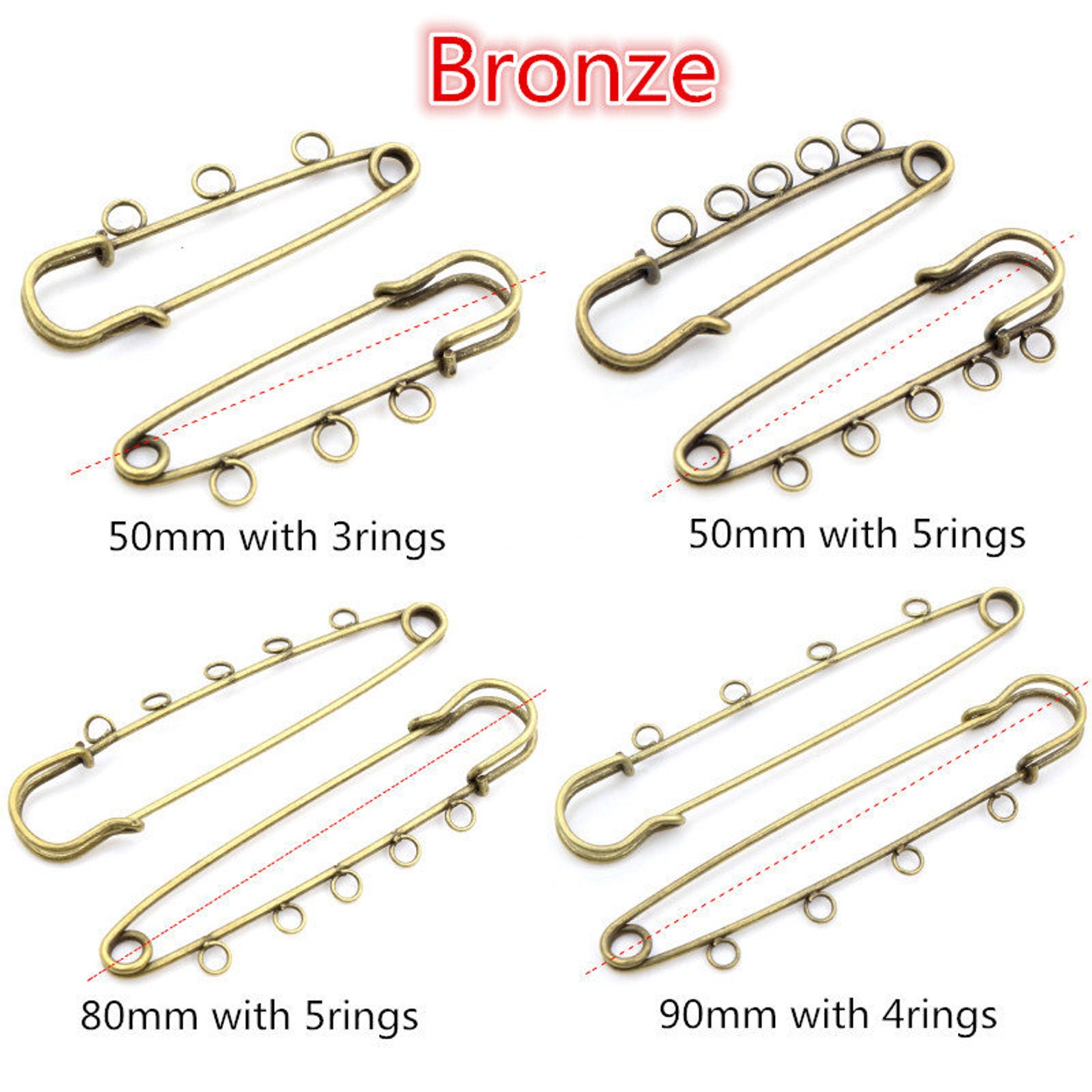 5pcs / lote de pines de seguridad Broche base en blanco Broche Etsy