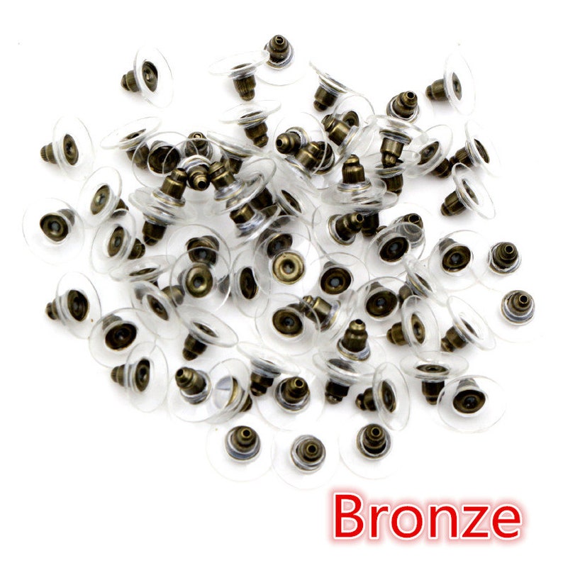 100pcs 11x6mm Plastic Metal Earring Backs Bullet Stoppers Earnuts Ear Plugs Gold Silver Plated Findings Jewelry Accessories image 7
