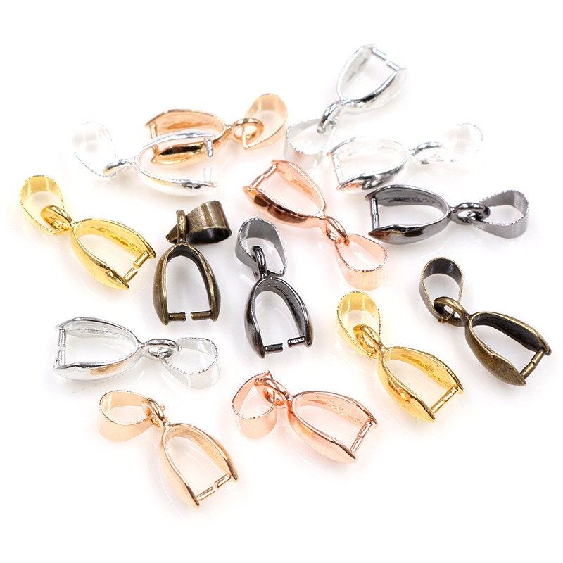 100pcs Stainless Steel Gold Plated Pendant Pinch Bail Clasps