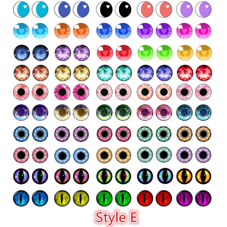 100 stücke 50 paar Drachen Augen Katzenauge Spielzeug Heißer Verkauf 6mm 8mm 10mm 12mm Handgemachte Foto Glas Cabochons DIY machen Zubehör Style E