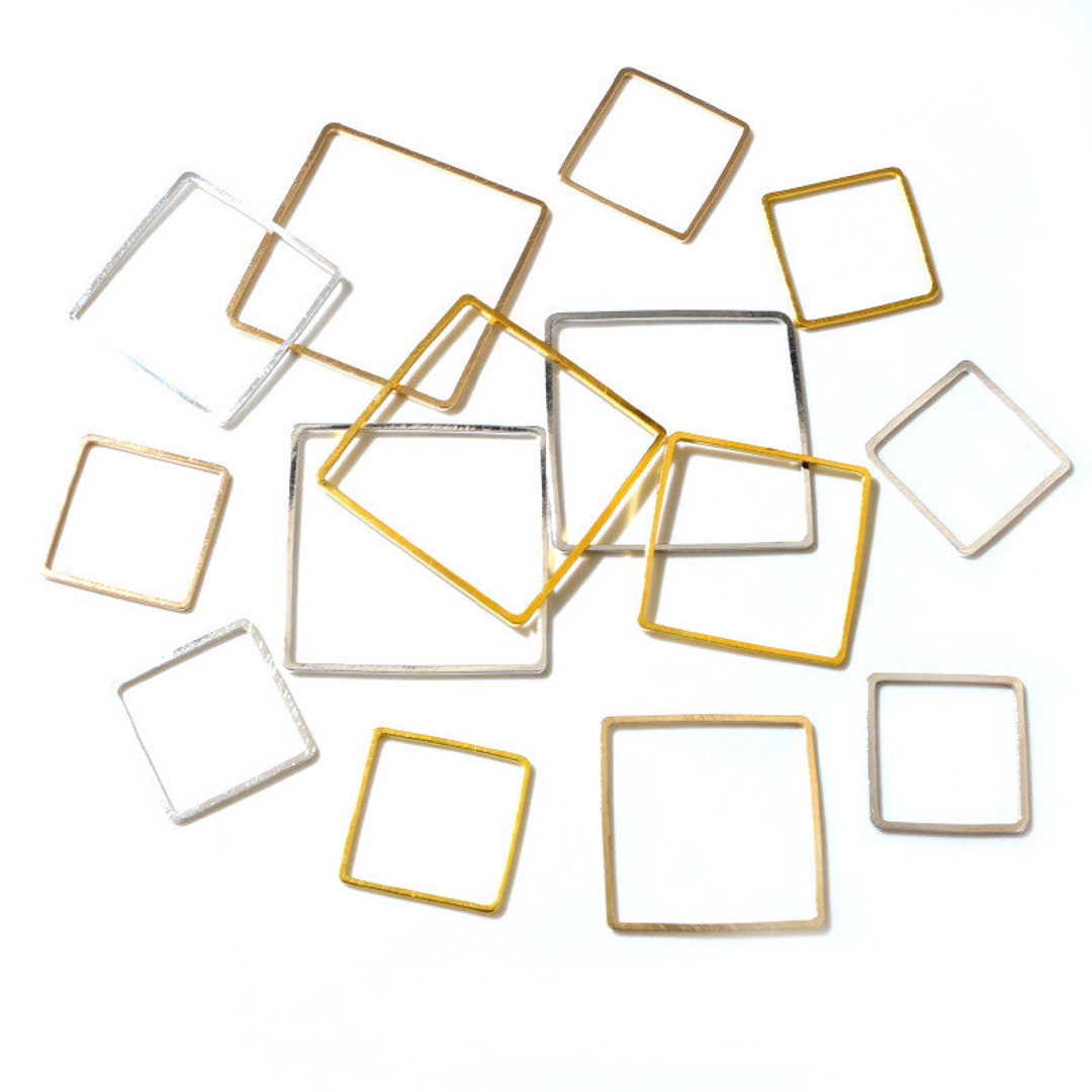 Square Connector Rings 20-50pcs 15/20/25mm Brass Closed Square Ring Earring Wires Hoops ...