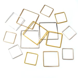 20-50pcs 15/20/25mm Brass Closed Square Ring Earring Wires Hoops ...