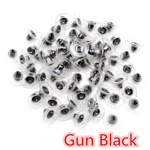 100pcs 11x6mm Plastica Metallo Orecchino Schienale Bullet Stoppers Earnuts Tappi per le orecchie Oro Argento Placcato Risultati Gioielli Accessori immagine 9