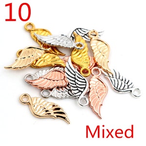 50/6/1/10/pcs 18x5/51x17/108x38/33x12/31x11/21x8mm/ Antique Silver Wings Feathers Charm image 2