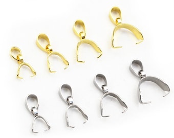 50pcs Stainless Steel Gold Color Pendant Pinch Bail Clasps Necklace Hooks Clips Connector DIY Jewelry Making Findings Accessories