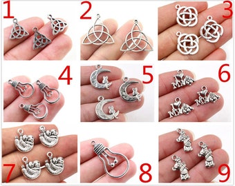 30/10/20/15pcs Antique Silver Small Charms Pendant for Necklace DIY Jewelry Making