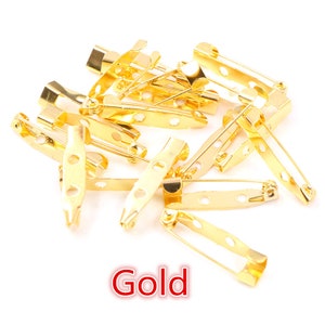 50 Uds 15/20/25/30/35/40mm de longitud alfileres de seguridad ajustes de broche Base en blanco para hacer broche de ramo de boda hallazgos DIY 7 colores gold