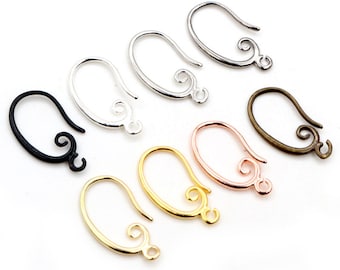 10pcs (5pair) 19x11mm Haute Qualité Classique 8 Couleurs Plaqué Laiton Français Boucle d’oreilles Crochets De Fil Réglages De Base Réglages Vente entière