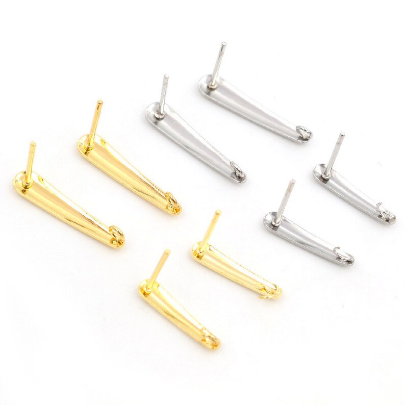 Never Fade 15x12mm/20x13mm 20pcs/Lot 316 Stainless Steel Gold Plated Earring Studs Hooks Findings Earwire For Jewelry Supplies Accessories image 2