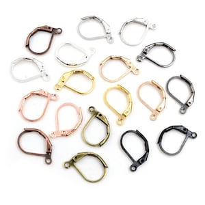 1510mm 50pcs High Quality 6 Colors Plated Brass French Earring Hooks Wire Settings Base Settings Whole Sale image 1