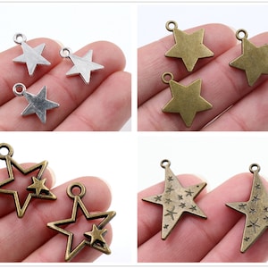 30/10/pcs 15x12/19x16/27x22/31x21mm Five-pointed Star Charm Pendant image 1