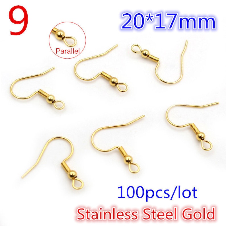 Never Fade 50-100pcs/lot 316 Stainless Steel Earring Hooks Earwire Clasp Hook for Earrings DIY Jewelry Making Supplies Findings 9: 20x17mm 100pcs