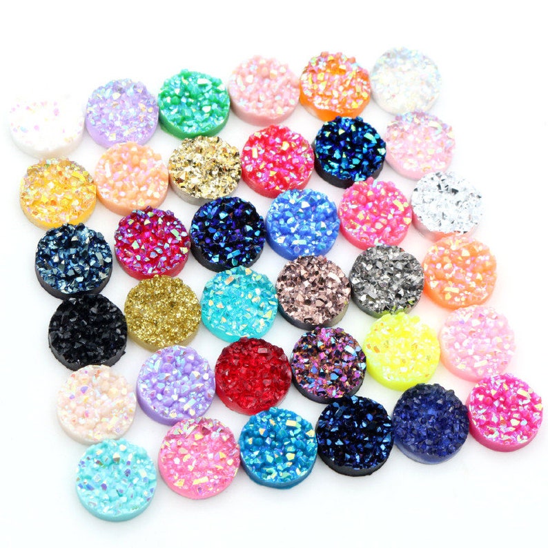 40pcs/Lot 8mm 10mm 12mm Natural ore Style Flat back Resin Cabochons For Bracelet Earrings accessories image 2