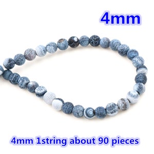 4mm 6mm 8mm 10mm Natural Volcanic Stone Navy perles blanches en pierre ronde pour les bijoux faisant gros et détail image 2