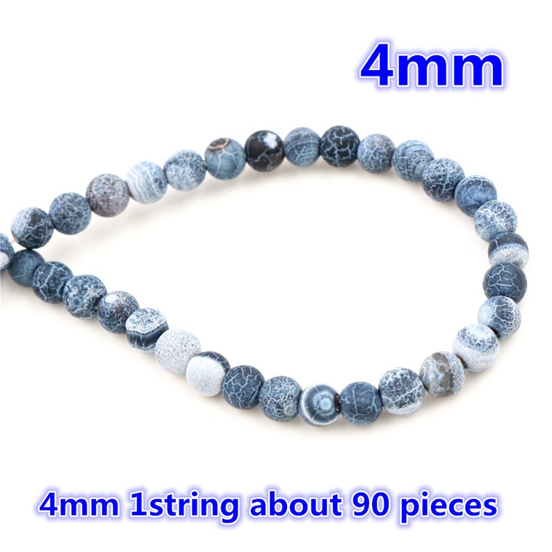 4mm 6mm 8mm 10mm Natural Volcanic Stone Navy perles blanches en pierre ronde pour les bijoux faisant gros et détail image 2