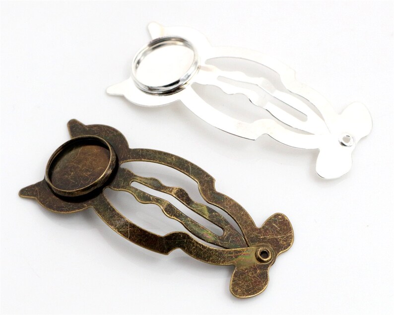 10pcs 12mm High Quality Bright Silver and Bronze Plated Copper Material Hairpin Hair Clips Hairpin Base Setting Cabochon Cameo