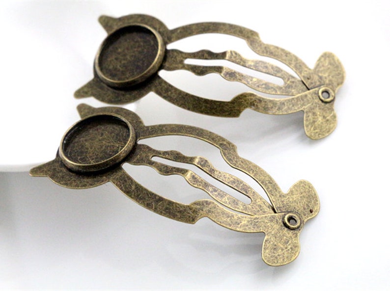 10pcs 12mm High Quality Bright Silver and Bronze Plated Copper Material Hairpin Hair Clips Hairpin Base Setting Cabochon Cameo