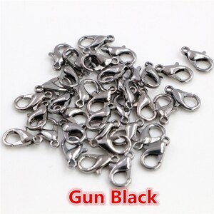 10x5mm/126mm 50 unids/lote 9 colores plateados accesorios de joyería de moda, ganchos de cierre de langosta de aleación para collar y cadena de pulsera DIY Gun Black