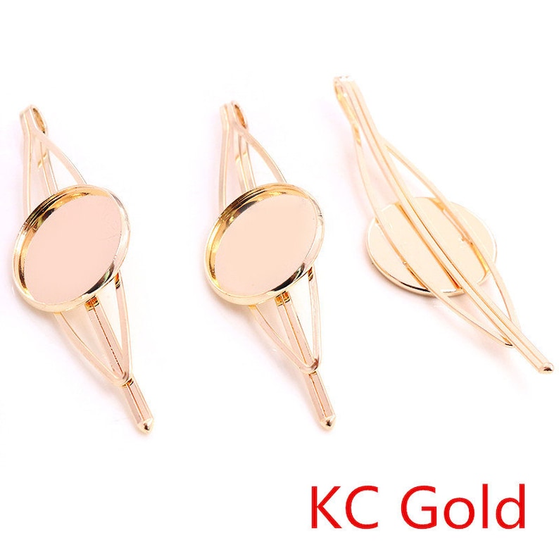 10pcs 20mm High Quality Bronze and Silver Plated Copper Material Hairpin Hair Clips Hairpin Base Setting Cabochon Cameo image 9