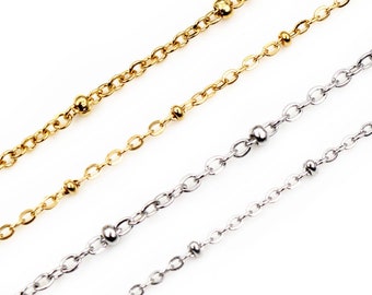 5 Meters Never Fade Stainless Steel Gold Plated Cross Ball Necklace Chains For DIY Jewelry Findings Making Handmade Supplies