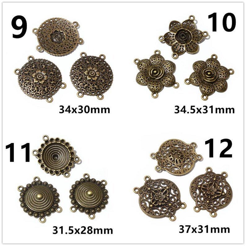 10pcs Bronze Color Bohemian Vintage Flower Connector Charms Pendant DIY