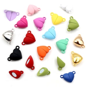 5set Love Heart Shaped Magnetic Connected Clasps Beads Charms End Caps for DIY Couple Bracelet Necklace Making Jewelry