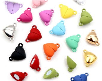 5set amore a forma di cuore magnetico collegato fermagli perline ciondoli tappi terminali per fai-da-te coppia braccialetto collana facendo gioielli