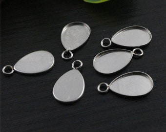 10x14mm 20pcs Stainless Steel Cameo Setting