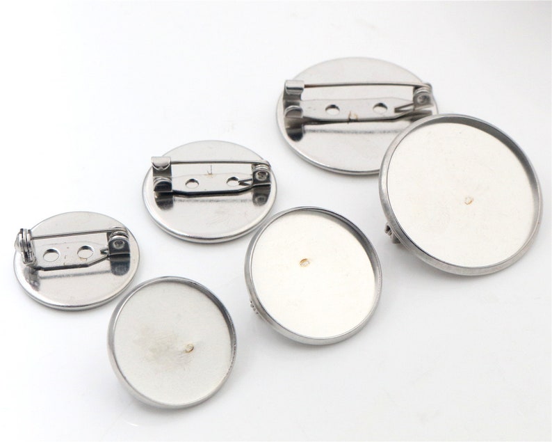10pcs 20/25mm Stainless Steel Brooch Cameo Settings Cabochon Base ...