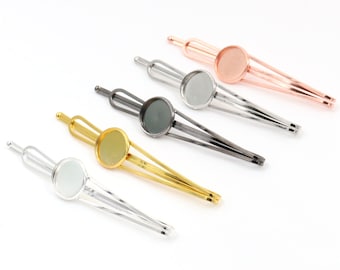 10pcs 12mm hohe Qualität 5 Farben vergoldet Kupfer Material klassischen Stil Haarnadel Haarspangen Hairpin Basis Einstellung Cameo