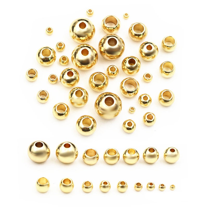 Cuentas espaciadoras de Color dorado de acero inoxidable de 2-8mm, abalorios sueltos, pulseras, collares, accesorios para hacer joyería DIY Gold Color