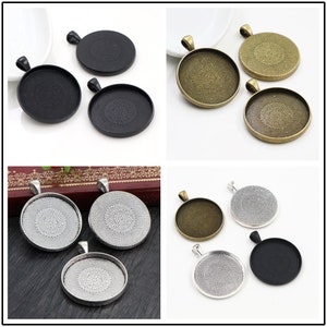 5pcs 30mm Inner Size Antique Silver and Bronze and Black Classic Style Cabochon Base Setting Charms Pendant image 4